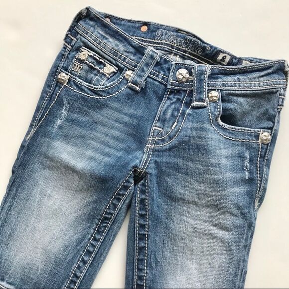 Miss Me medium wash denim Bermuda shorts VGUC 8Y - Picture 2 of 7